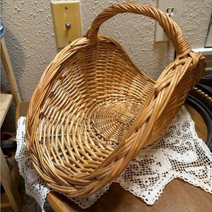 Vintage Light Brown Wicker Log Holder Basket